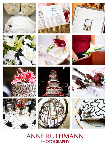 Black White Red Real Wedding Detail Inspiration Board