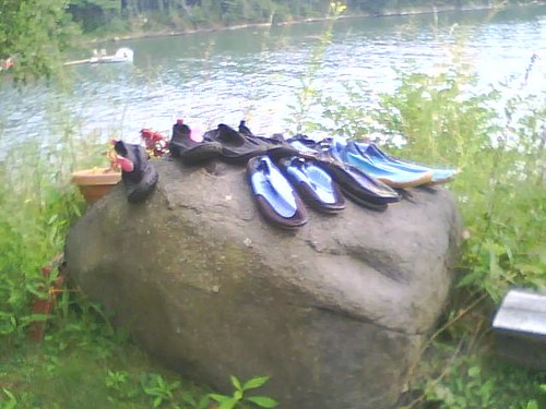 Boat shoes on a Maine rock