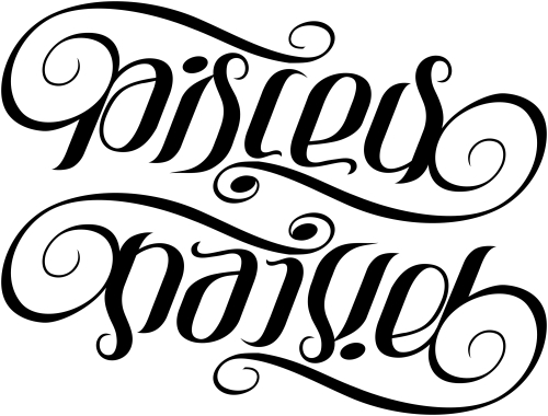 A custom ambigram of the words Pisces and Naive created for a tattoo 