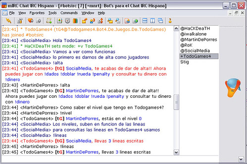 Todogames comando Alta Jugadores en el Chat IRC Hispano