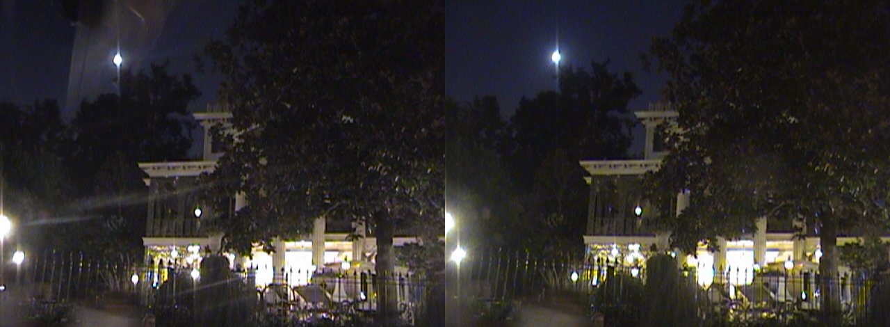 3D, Moon Over Haunted Mansion, New Orleans Square, Disneyland®, Anaheim, California, night, 2008.08.08 20:37