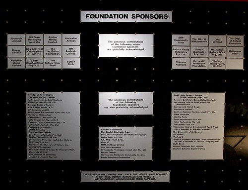 Sponsors of the Scienceworks museum