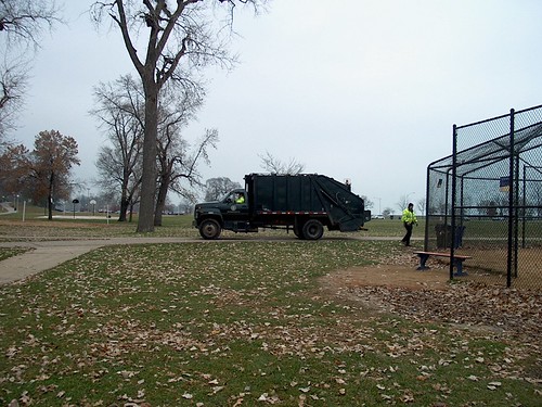 Chicago Park District crew performing routine trash collection. Lincoln Park. Chicago Illinois. November 2006. by Eddie from Chicago