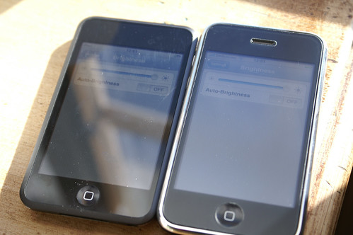 iPhone with Matte Screen Protector vs. Plain iPod