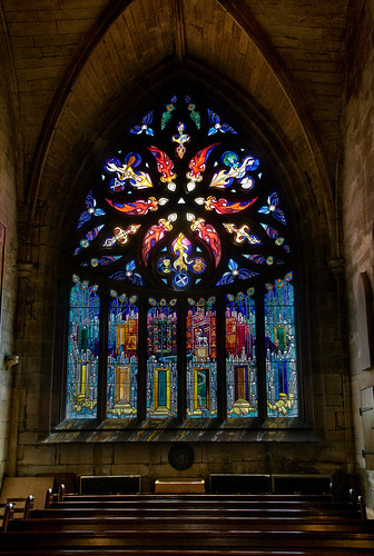 stained glass by Davie Dunn [Pentecost Window, St Michael's Linlithgow], on Flickr