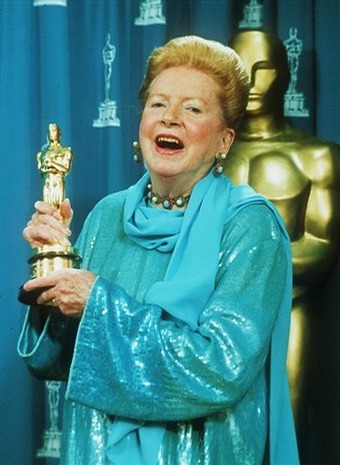 Actress Deborah Kerr holds up her honorary Oscar backstage of the 66th 