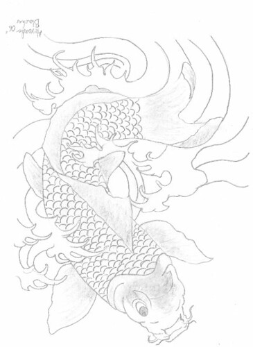 Japanease Koi Fish Sketch tattoo style This was for a freind that wanted