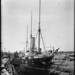 Three masted Navy vessel in dry dock