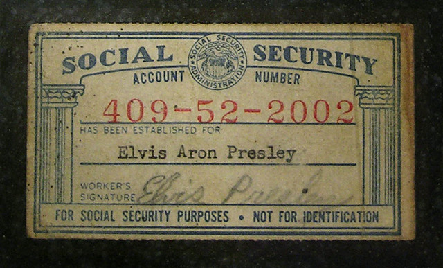 elvis presley security social card flickr mark ssn numbers middle 1950 ss map funny death poem tennessee visual rare