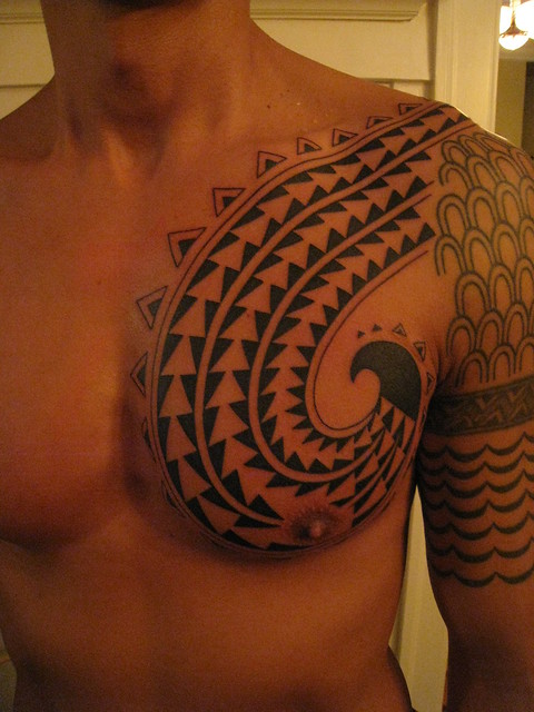 Hawaiian Chest Tattoo