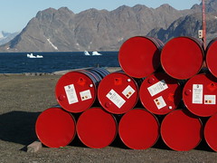 red oil barrels