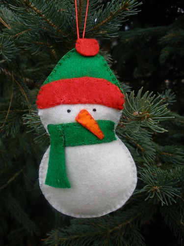 Snowman with Green Hat - Christmas Ornament