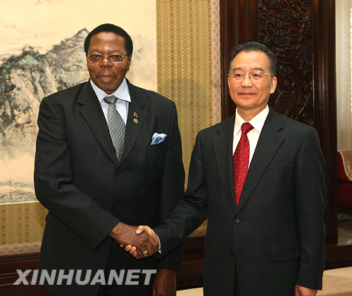 Malawian President Bingu wa Mutharika and People's Republic of China Premier Wen Jiabao in Ziguangge, Zhongnanhai in 2008. Mutharika had recently been re-elected in the southern African nation and was Chair of the AU. He died suddenly in 2012. by Pan-African News Wire File Photos