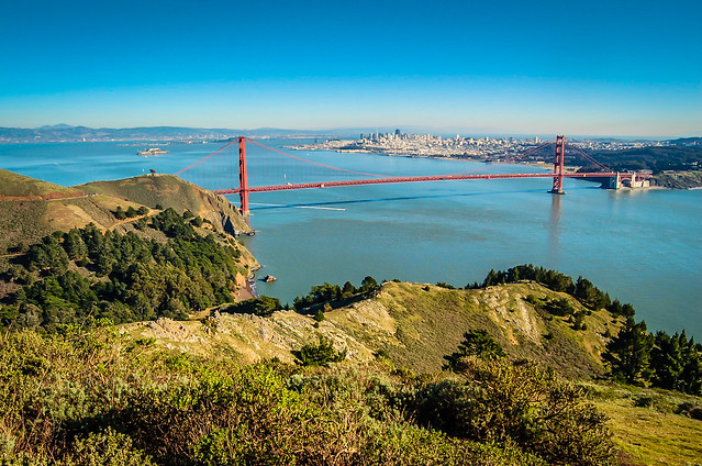 Golden Gate Bridge and San Francisco Skyline from Marin Headlands