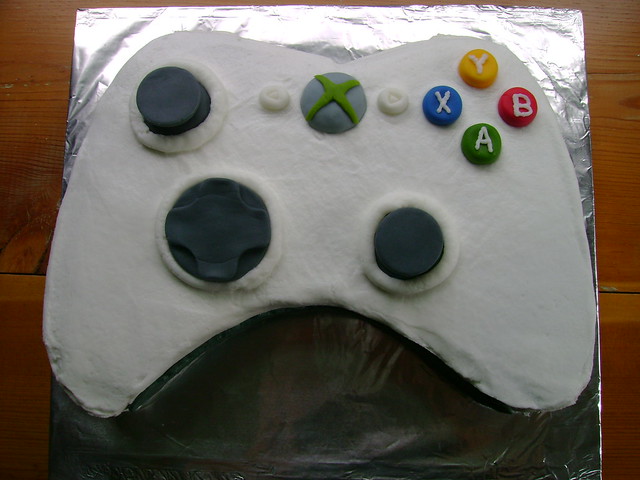 The finished productan Xbox Groom's cake iced and ready for my friend
