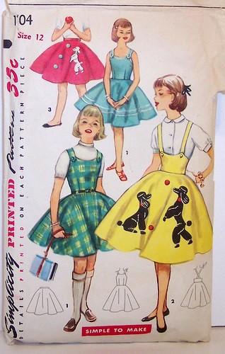 Vintage Simplicity Pattern 1704 Full Poodle Skirt Rockabilly Dress Jumper 50's 50s Size 12 Girls
