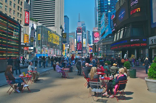 A great place for lunch in NYC: Times Square, looking north from 42nd Street