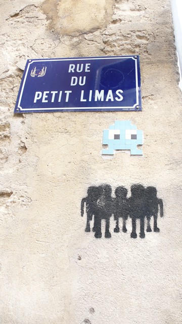 Space Invaders Mosaic and Stencil Mosaic by Invader Taken in Avignon