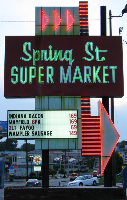 Spring St. Super Market neon sign