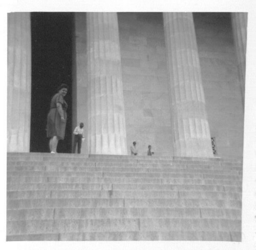 Giant woman at Lincoln Memorial vintage photo by edition of one