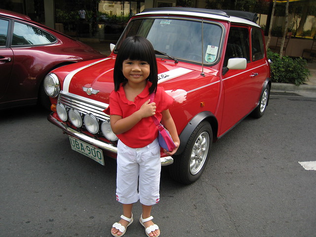 Look Daddy Mr Bean's car Brianna came with Daddy to the Manila Sports Car