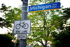Bike Lane Begin On 17th And Michigan Ave