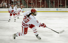 Sophomore forward Hilary Knight launched another puck toward the net.