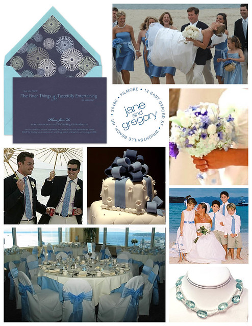 Blue White and Teal Seaside Beach Wedding Anniversary