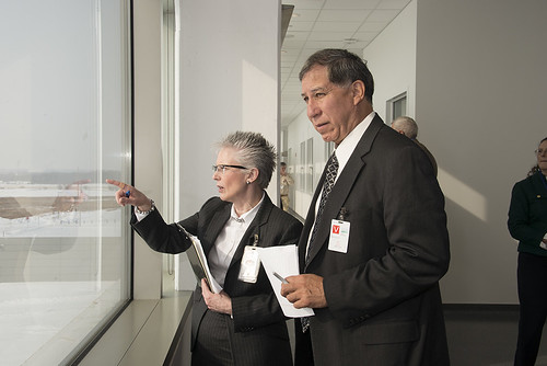 Under Secretary Avalos is shown buildings of the south campus by Dr. Elizabeth Lautner