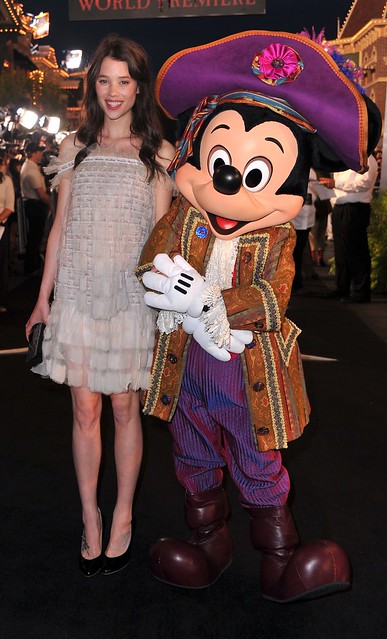 ANAHEIM CA MAY 07 Actress Astrid BergesFrisbey and Mickey Mouse arrive 