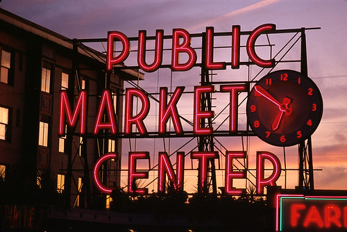 Market sign at sunset, 2000