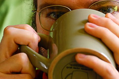 Wulf, drinking from a mug