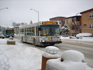 Two westbound Pace buses on Grand Avenue after a heavy overnight snowstorm. River Grove Illinois. January 2008. by Eddie from Chicago