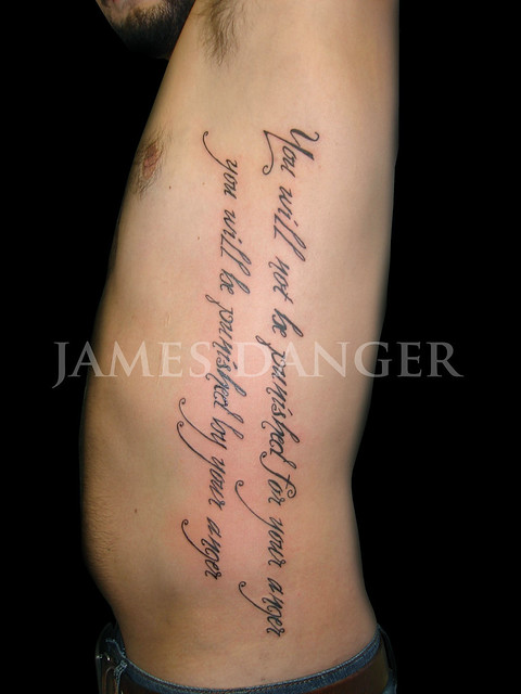 James Danger Lettering Script tattoo side