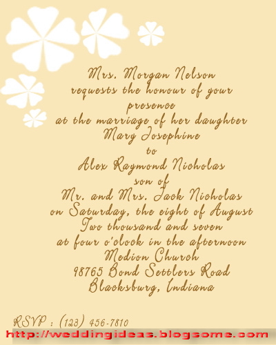 Here some wedding invitation wording samples examples issued on one or both