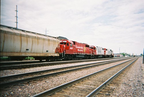 Westbound Canadian Pacific freight train with former Soo Line locomotives approaching Bensenville Yard. Franklin Park Illinois. May 2008. by Eddie from Chicago
