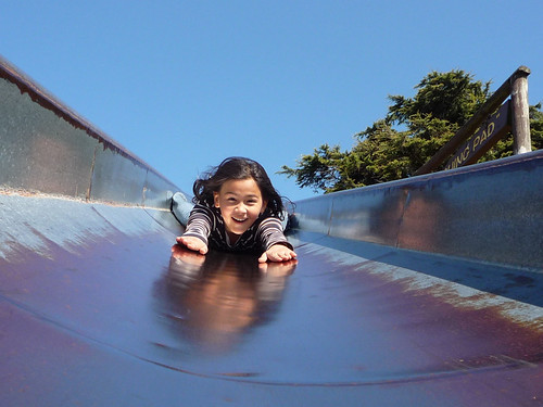 Down the slide!