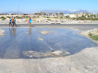 Wastewater in street (informal settlement near Cape Town), South Africa