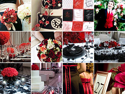 RED BLACK AND WHITE wedding table decorations