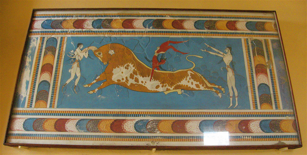 Knossos palace inside bull leaping fresco Minoan Crete.JPG