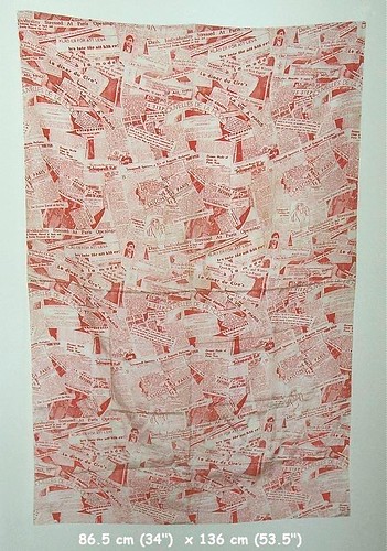 1930s Schiaparelli Red Silk Newsprint Fabric