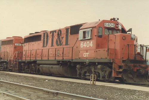Former Detroit, Toledo & Ironton Railroad EMD road switchers idling at the Grand Trunk Western RR Elsdon Yard. ( Gone.) Chicago Illinois. June 1984. by Eddie from Chicago