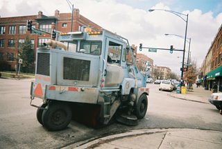 City of Chicago Department of Streets and Sanitation street sweeper vechicle heading westbound on Montrose Avenue. Chicago Illinois. January 2006. by Eddie from Chicago