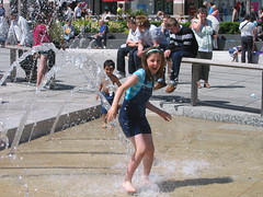 My kids go crazy in the fountains