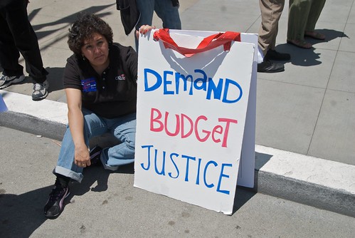 Demand budget justice - Protest of California health care budget cuts