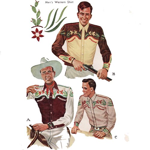 Very cool vintage 1940's men's westen shirt sewing pattern
