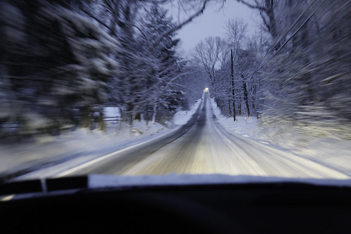 winter driving in motion