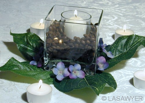 This is simple table decoration for a tropical beach themed wedding or 