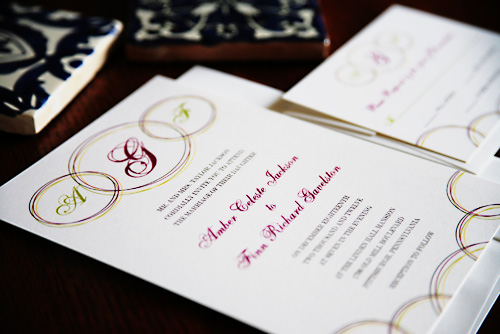 This lovely vintage wedding invitation suite from Modern Girl Invitations 