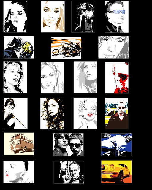 Here is a montage of my most popular pop art designs over the years I have